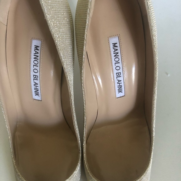 NIB $695 MANOLO BLAHNIK BB  Stiletto Pumps in Champagne - size 36.5! - Picture 6 of 14